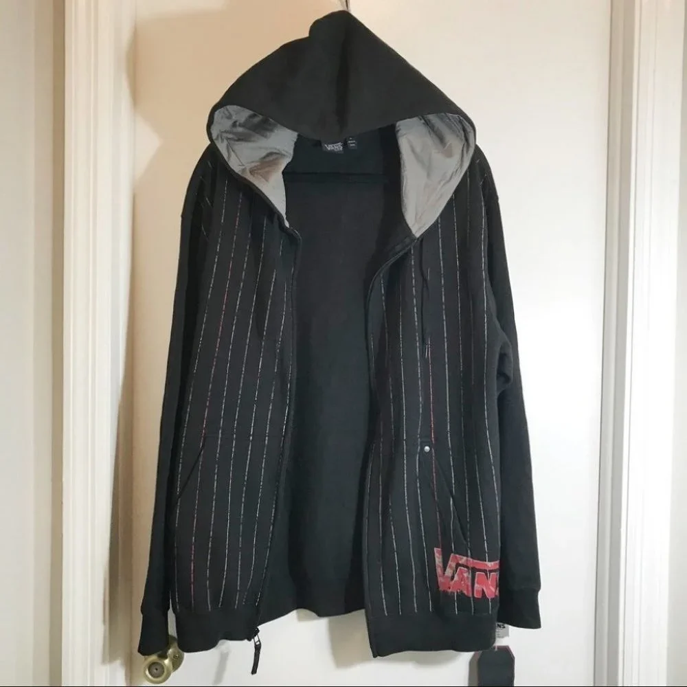 VANS LOGO HOODIE FULL ZIP Black JACKET With Pockets MEN'S SIZE XL NEW NWT - Picture 4 of 16